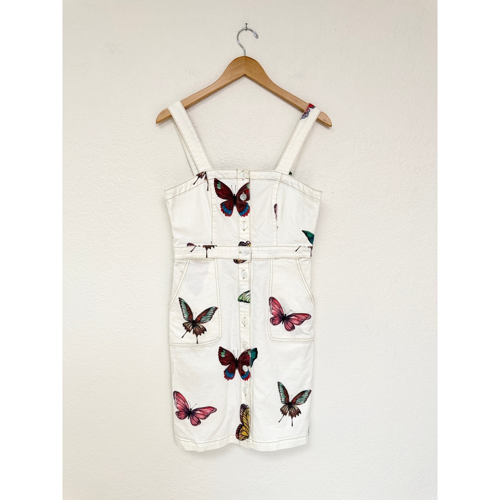 Rachel Antonoff NWT! White Butterfly Print Denim Mini Dress Twee Summer Size 6